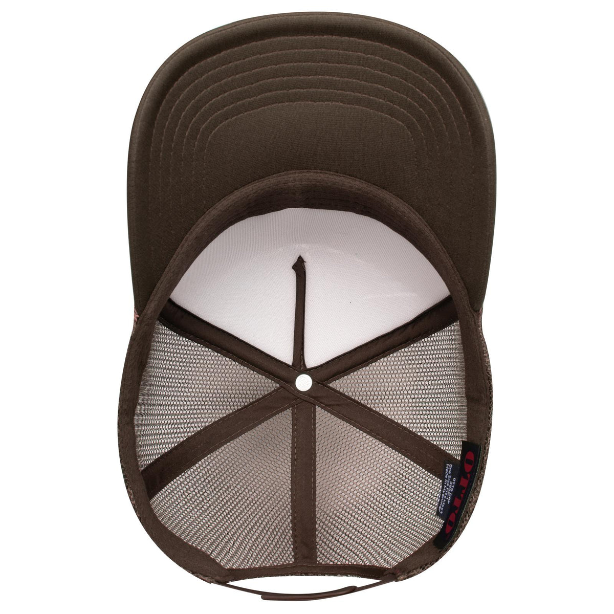 Inside View of 007 - Brown OTTO CAP 5 Panel High Crown Mesh Back Trucker Hat