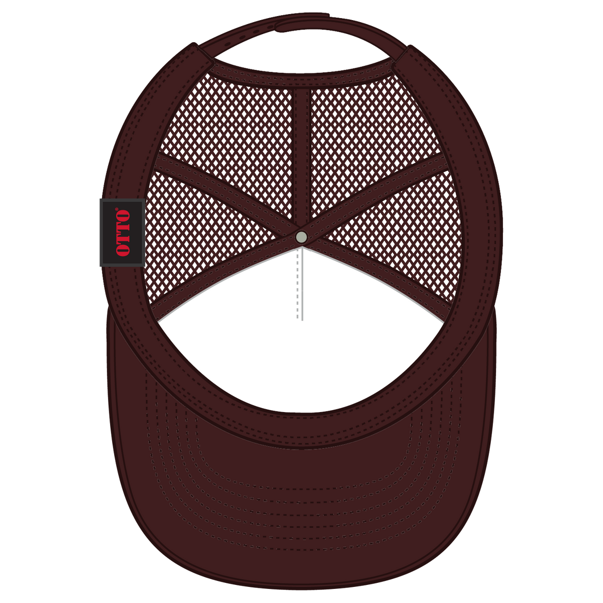 Inside View of 007 - Brown OTTO CAP 5 Panel High Crown Mesh Back Trucker Hat