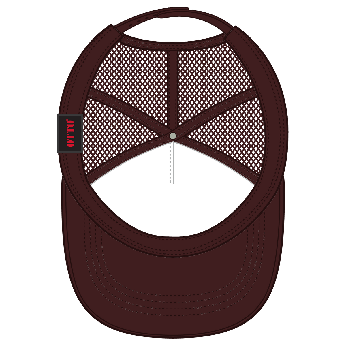 Inside View of 007 - Brown OTTO CAP 5 Panel High Crown Mesh Back Trucker Hat
