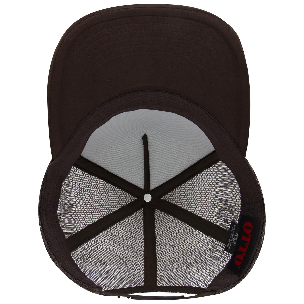 Inside View of 007 - Brown OTTO CAP 5 Panel High Crown Mesh Back Trucker Hat