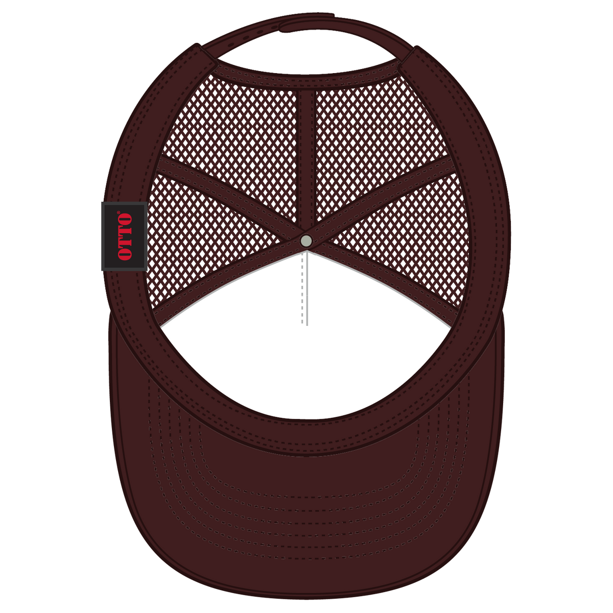 Inside View of 007 - Brown OTTO CAP 5 Panel High Crown Mesh Back Trucker Hat