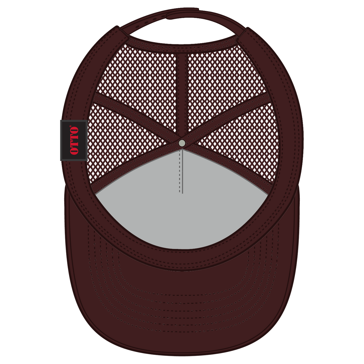 Inside View of 007 - Brown OTTO CAP 5 Panel Low Profile Mesh Back Trucker Hat