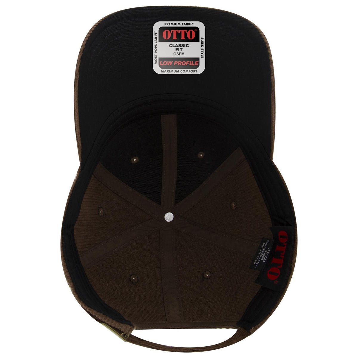 Inside View of 007B - Brown OTTO CAP 6 Panel Low Profile Baseball Cap