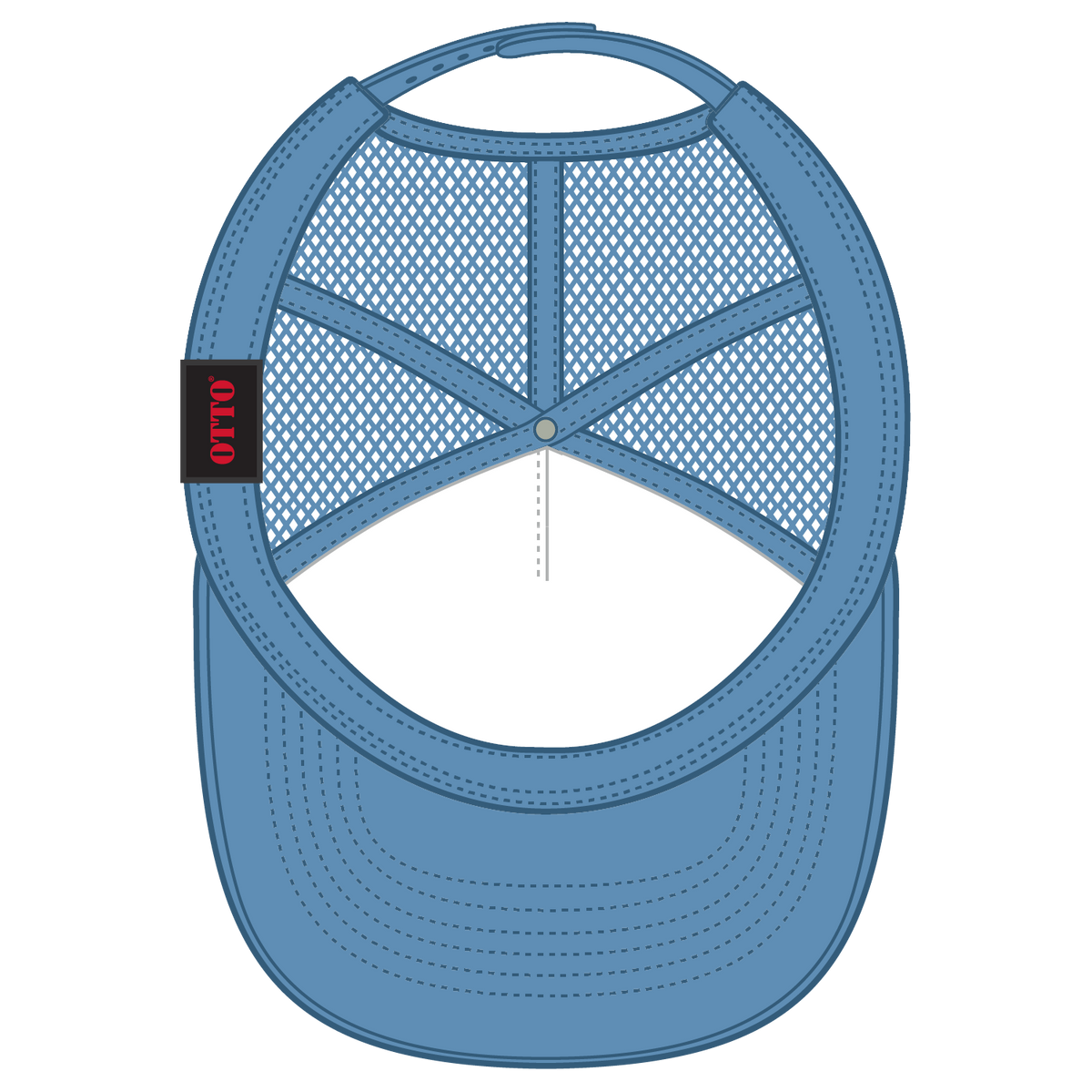 Inside View of 008 - Col. Blue OTTO CAP 5 Panel High Crown Mesh Back Trucker Hat