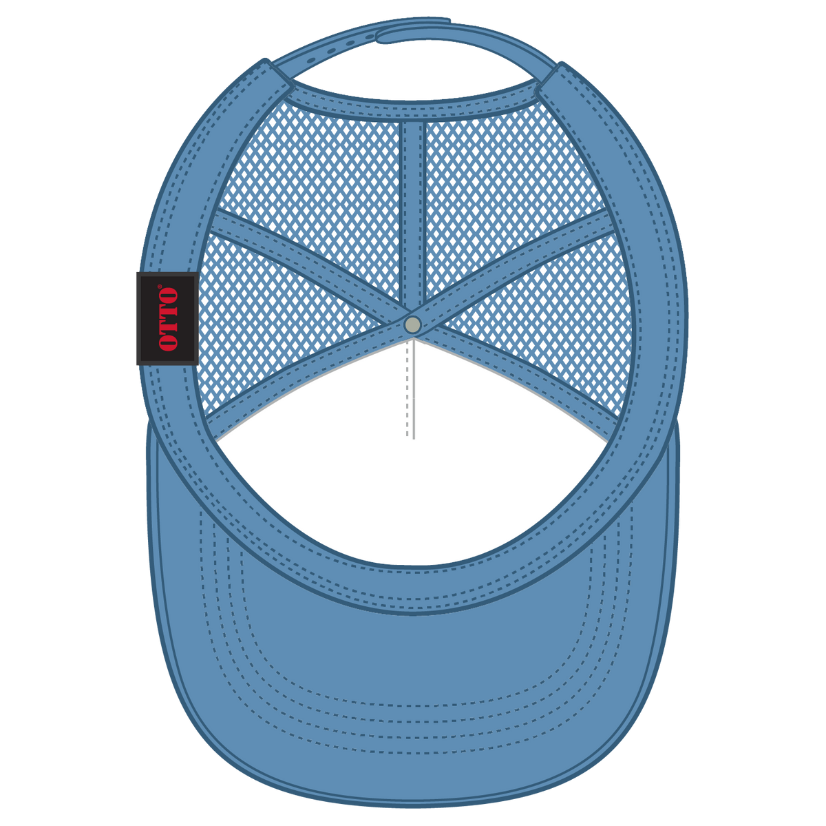 Inside View of 008 - Col. Blue OTTO CAP 5 Panel High Crown Mesh Back Trucker Hat