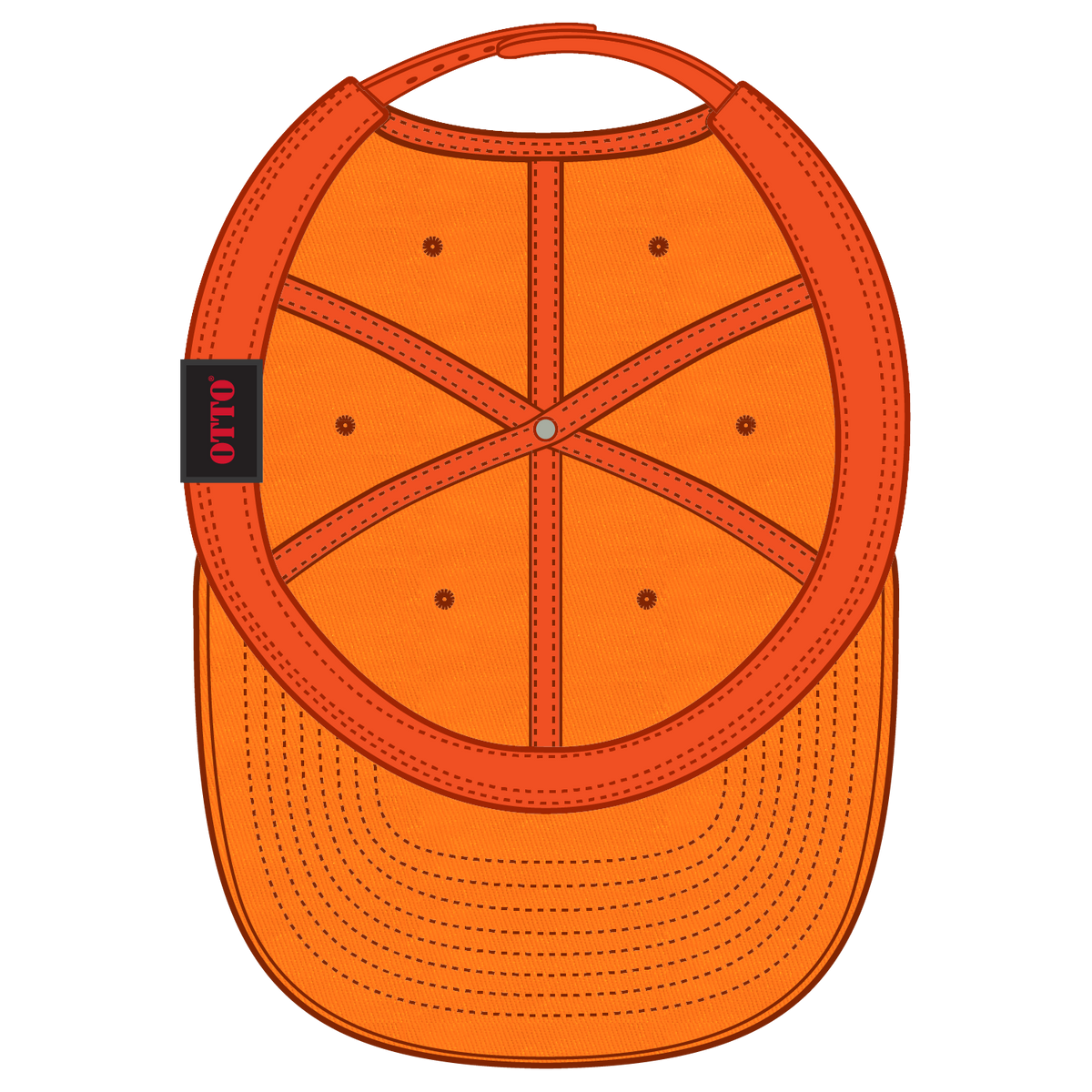 Inside View of 009 - N. Orange OTTO CAP 6 Panel Mid Profile Baseball Cap