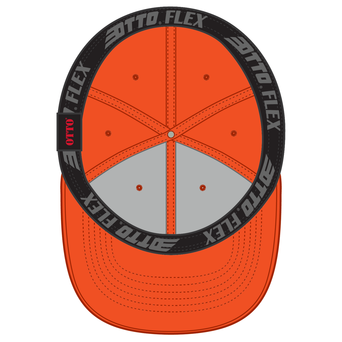 Inside View of 009 - N. Orange OTTO CAP "OTTO FLEX" Fitted UPF 50+ 6 Panel Low Profile Baseball Cap