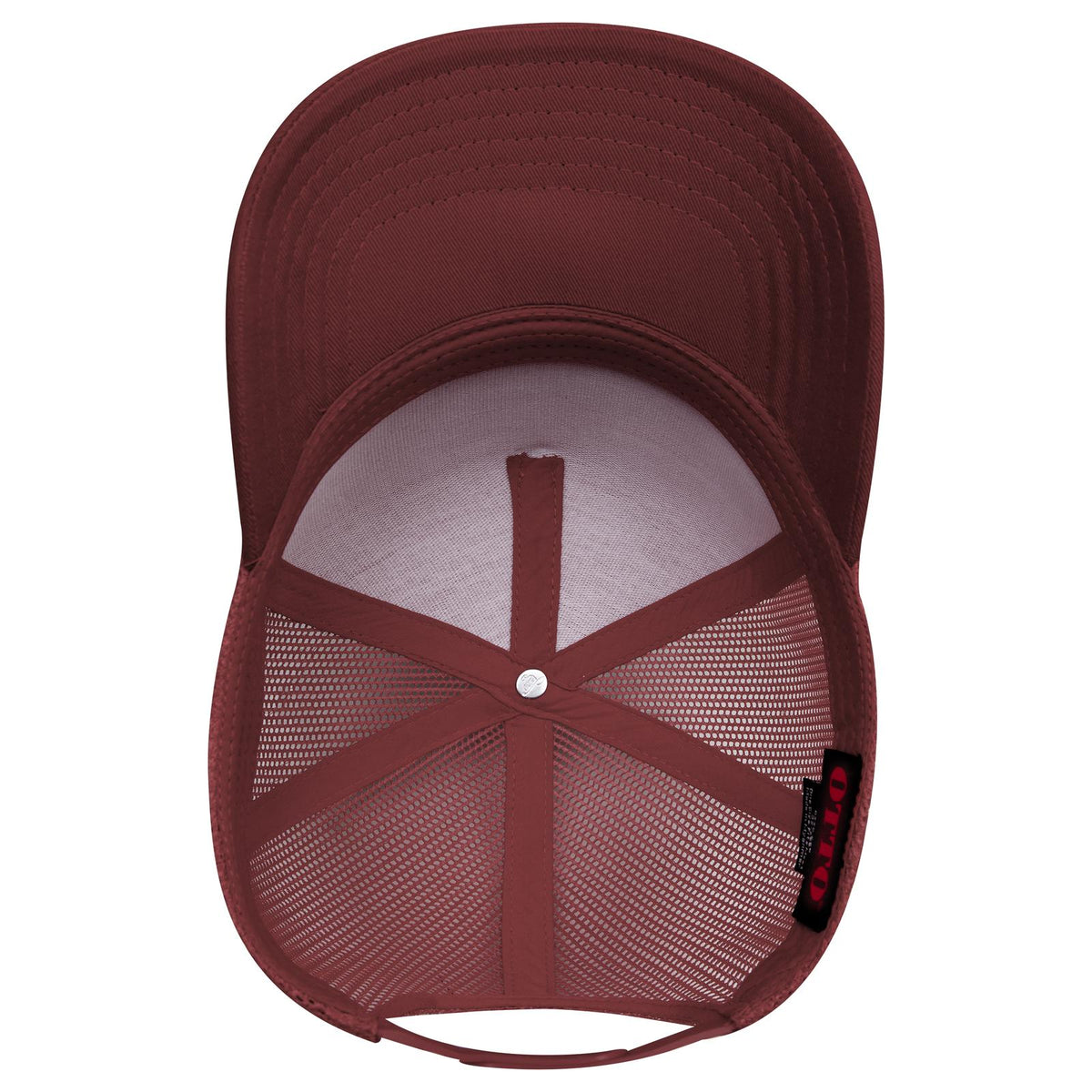 Inside View of 010 - Maroon OTTO CAP 5 Panel Mid Profile Mesh Back Trucker Hat
