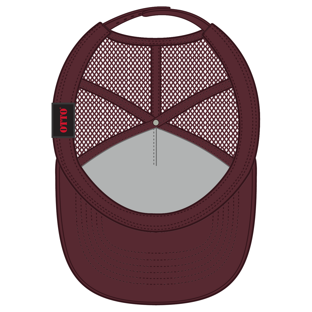 Inside View of 010 - Maroon OTTO CAP 5 Panel Mid Profile Mesh Back Trucker Hat