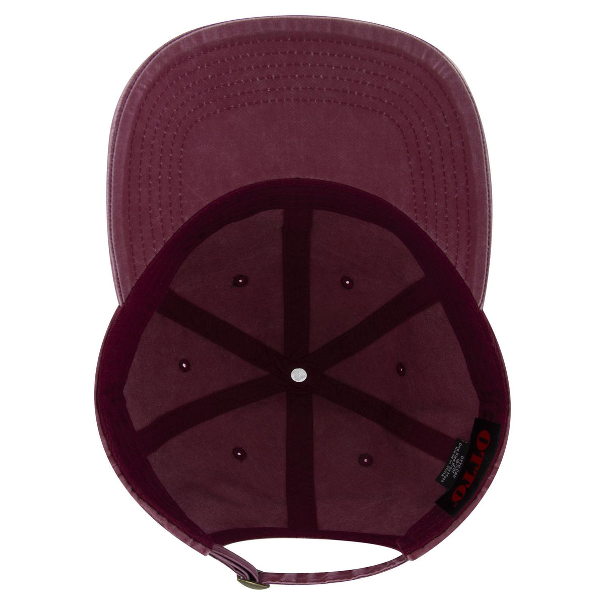 Inside View of 010 - Maroon OTTO CAP 6 Panel Low Profile Dad Hat