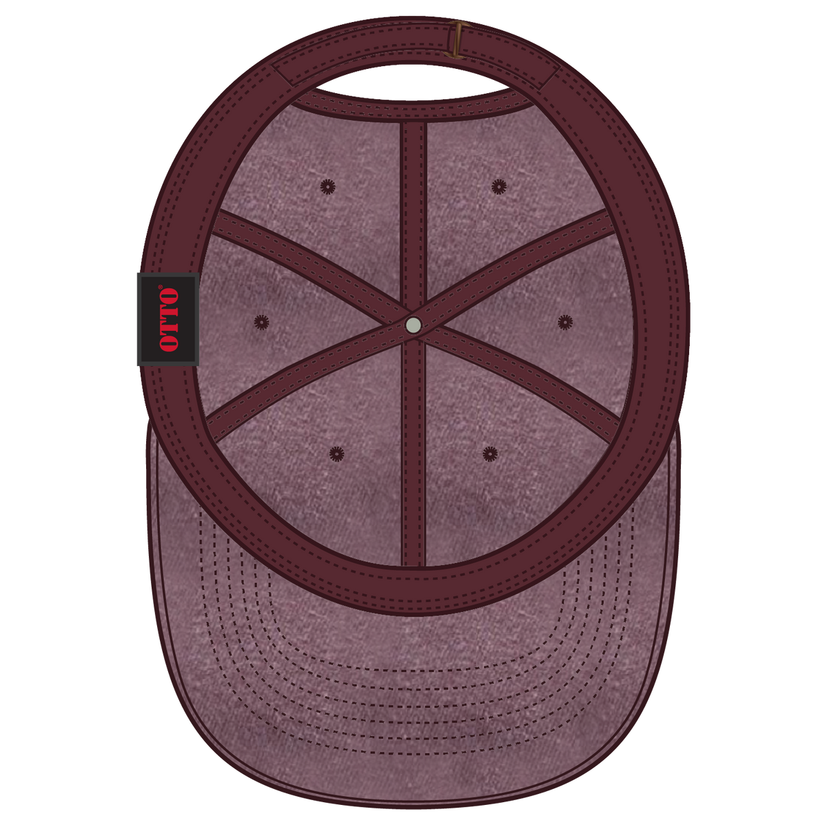 Inside View of 010 - Maroon OTTO CAP 6 Panel Low Profile Dad Hat