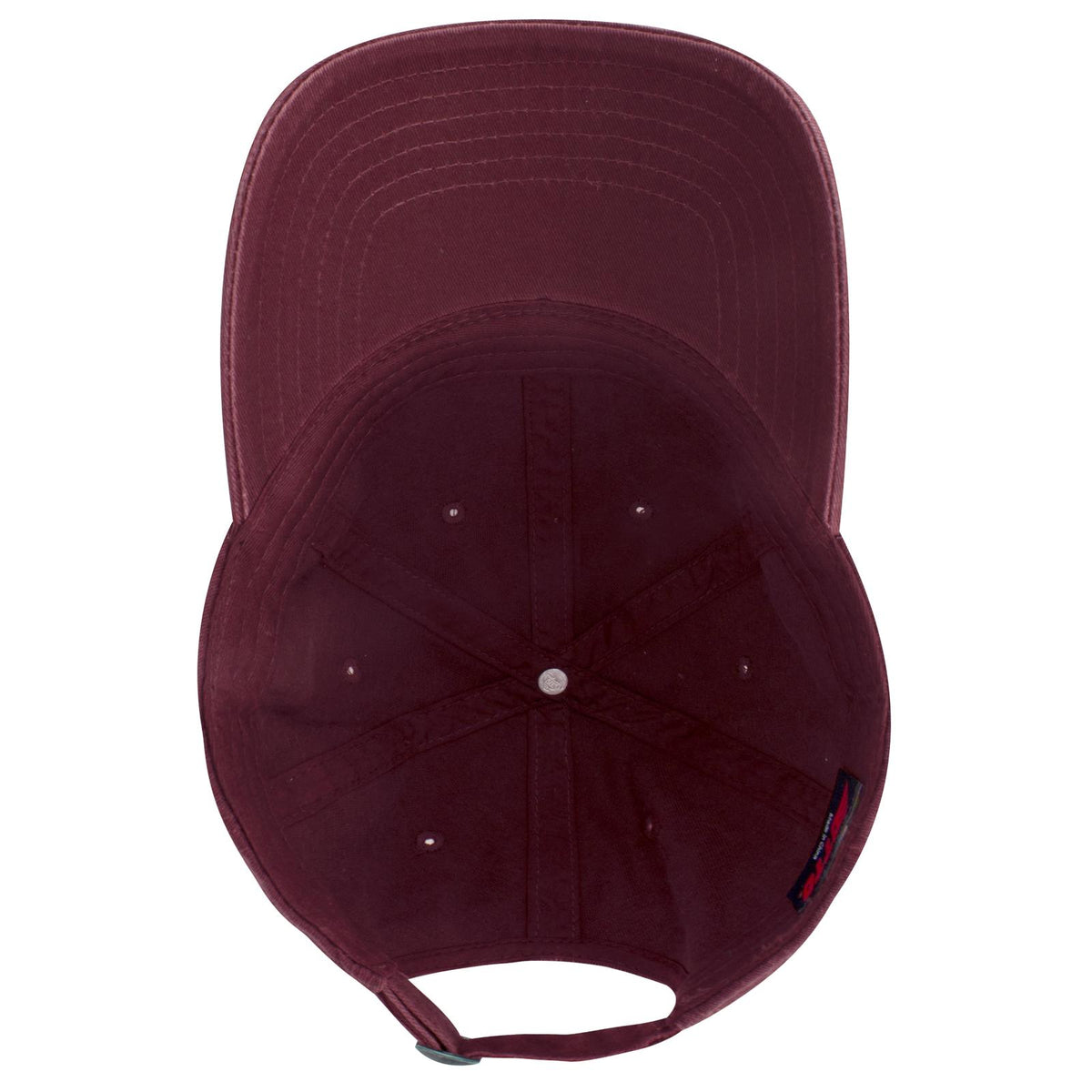 Inside View of 010 - Maroon OTTO CAP 6 Panel Low Profile Dad Hat