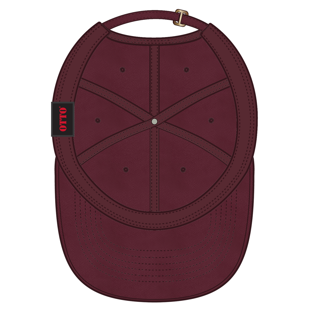 Inside View of 010 - Maroon OTTO CAP 6 Panel Low Profile Dad Hat