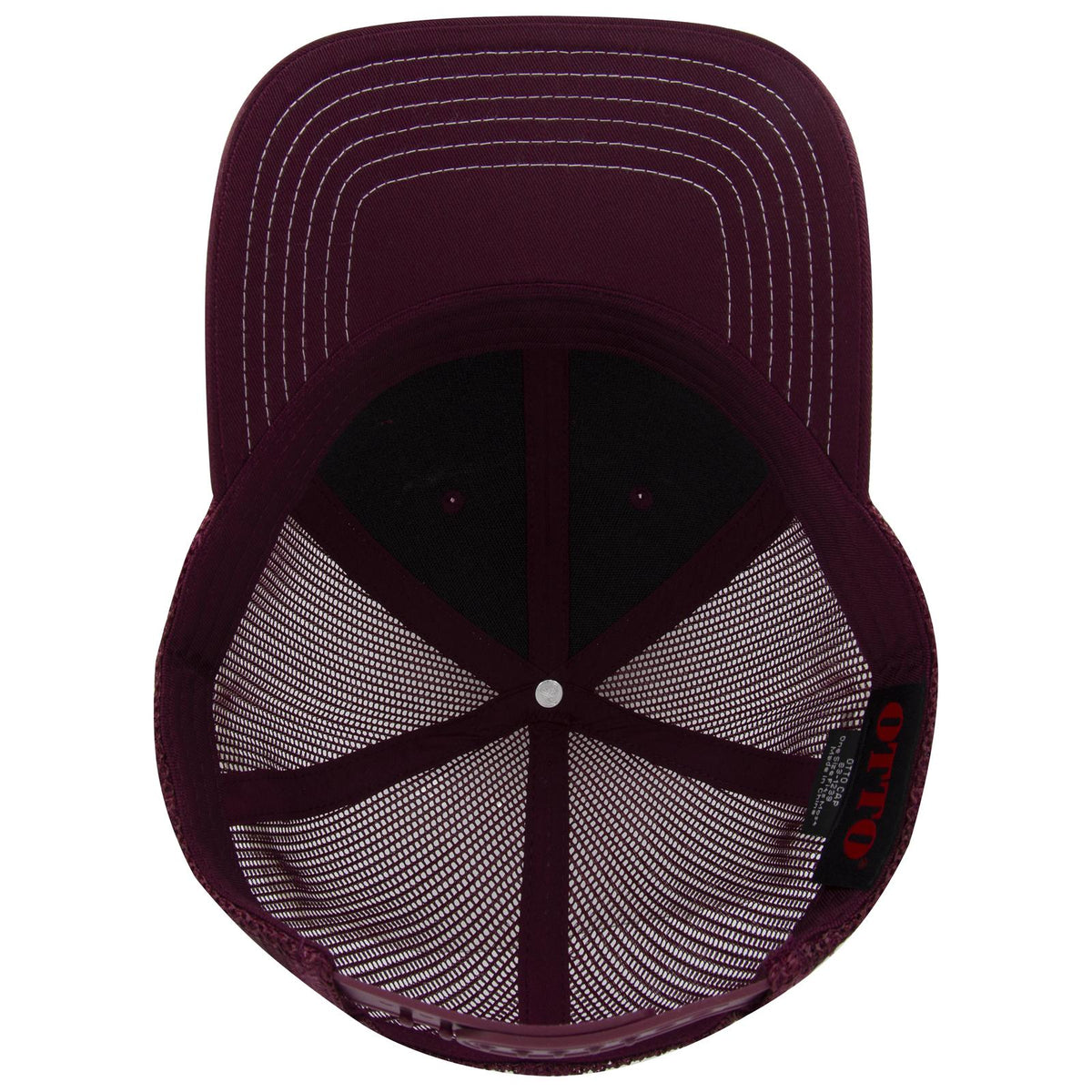 Inside View of 010 - Maroon OTTO CAP 6 Panel Low Profile Mesh Back Trucker Hat