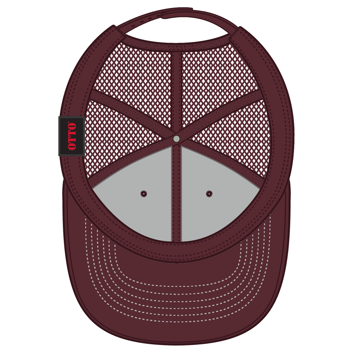 Inside View of 010 - Maroon OTTO CAP 6 Panel Low Profile Mesh Back Trucker Hat