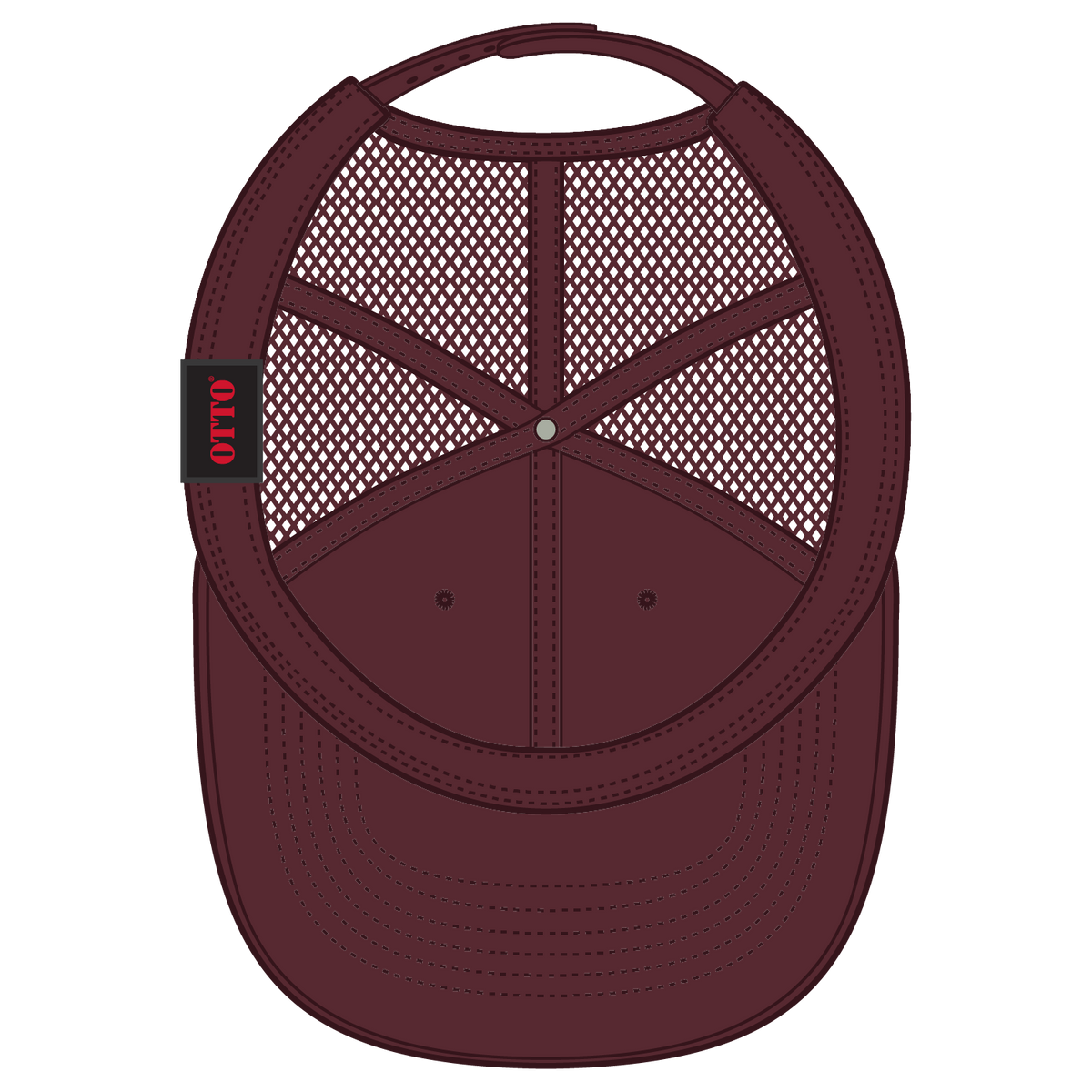 Inside View of 010 - Maroon OTTO CAP 6 Panel Low Profile Mesh Back Trucker Hat