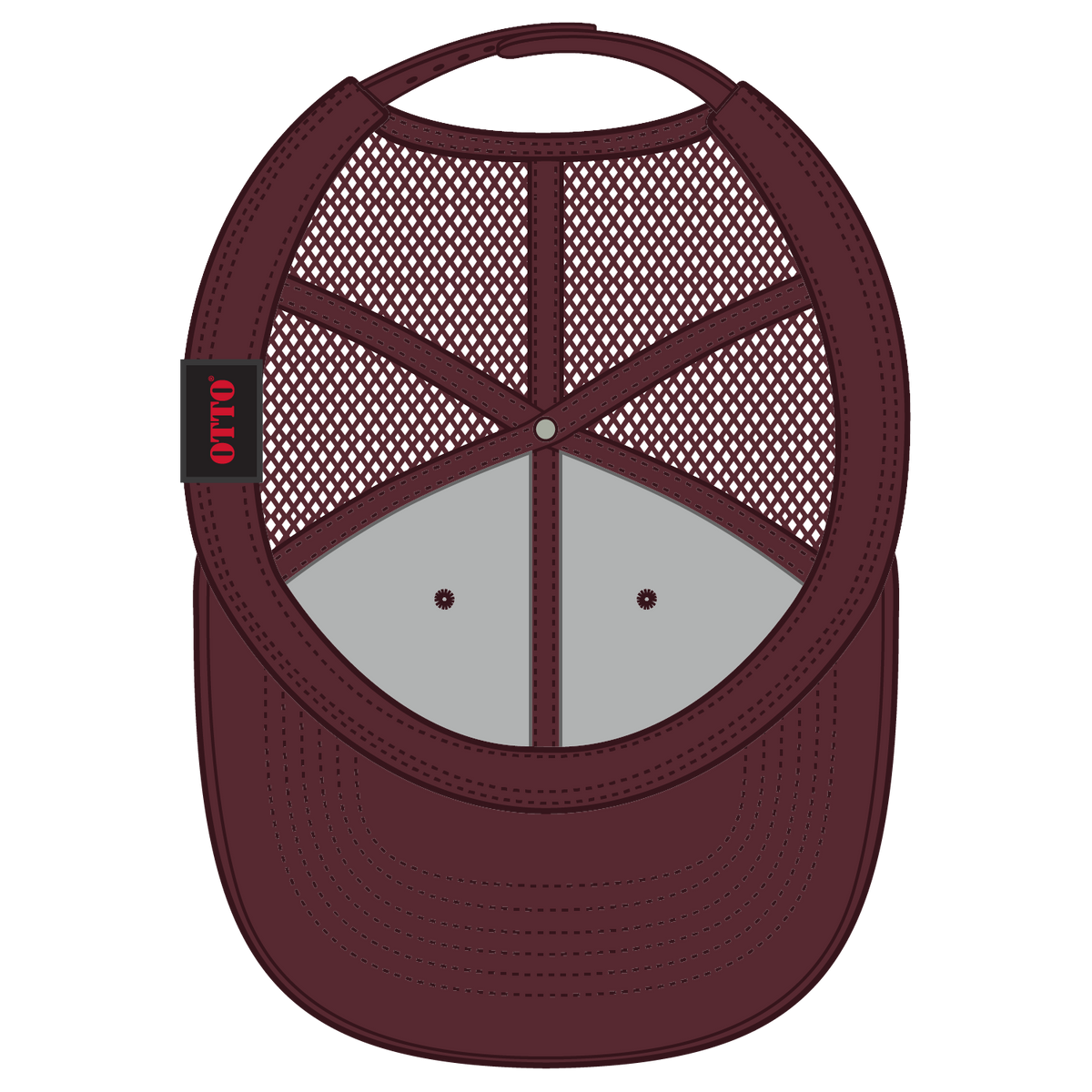 Inside View of 010 - Maroon OTTO CAP 6 Panel Mid Profile Mesh Back Trucker Hat