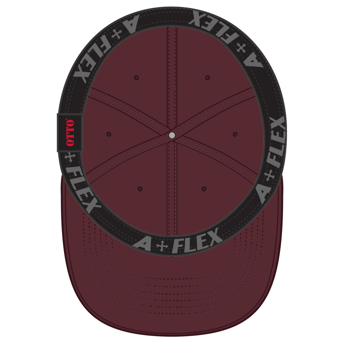 Inside View of 010 - Maroon OTTO CAP "OTTO A-FLEX" Fitted 6 Panel Low Profile Baseball Cap
