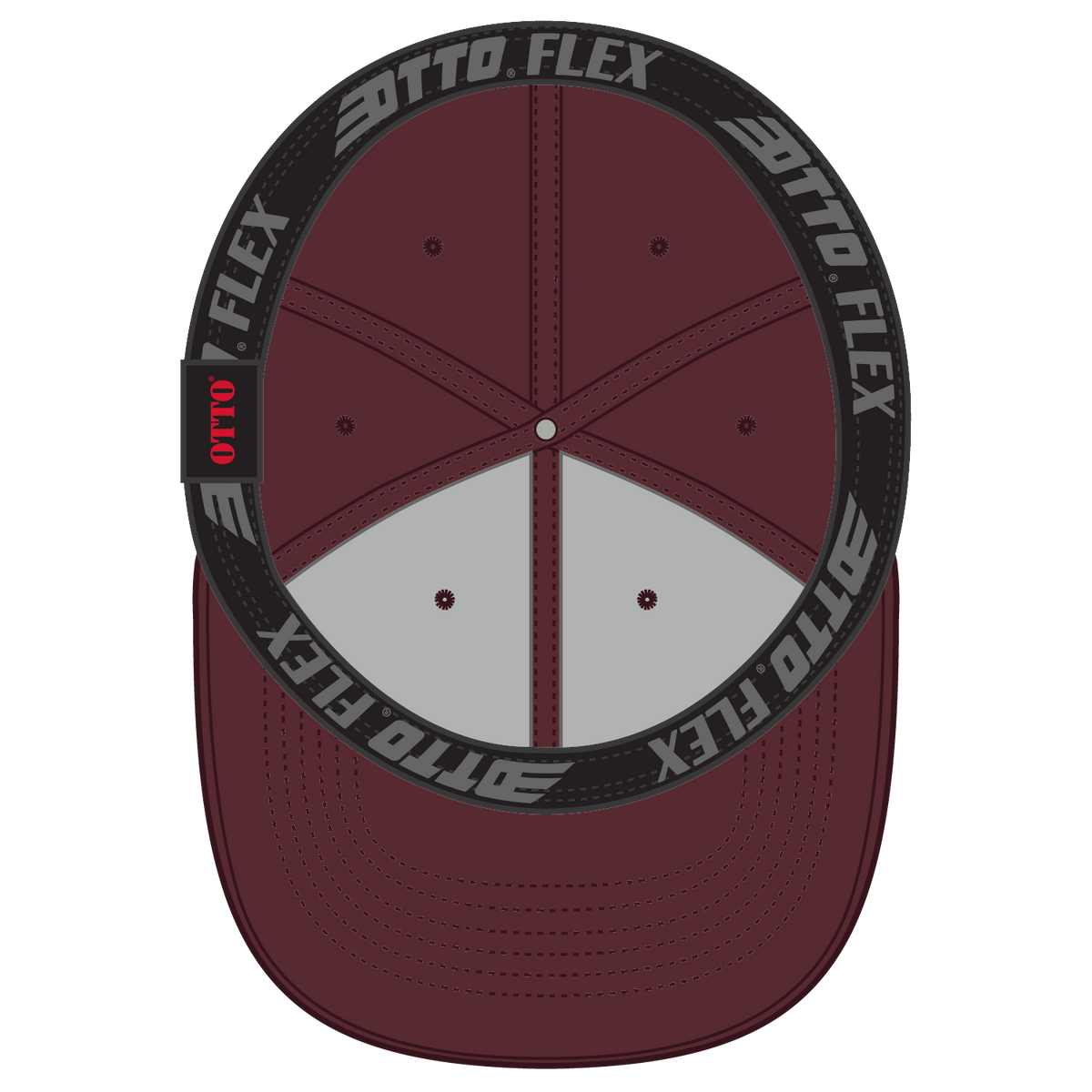 Inside View of 010 - Maroon OTTO CAP "OTTO FLEX" Fitted 6 Panel Low Profile Baseball Cap