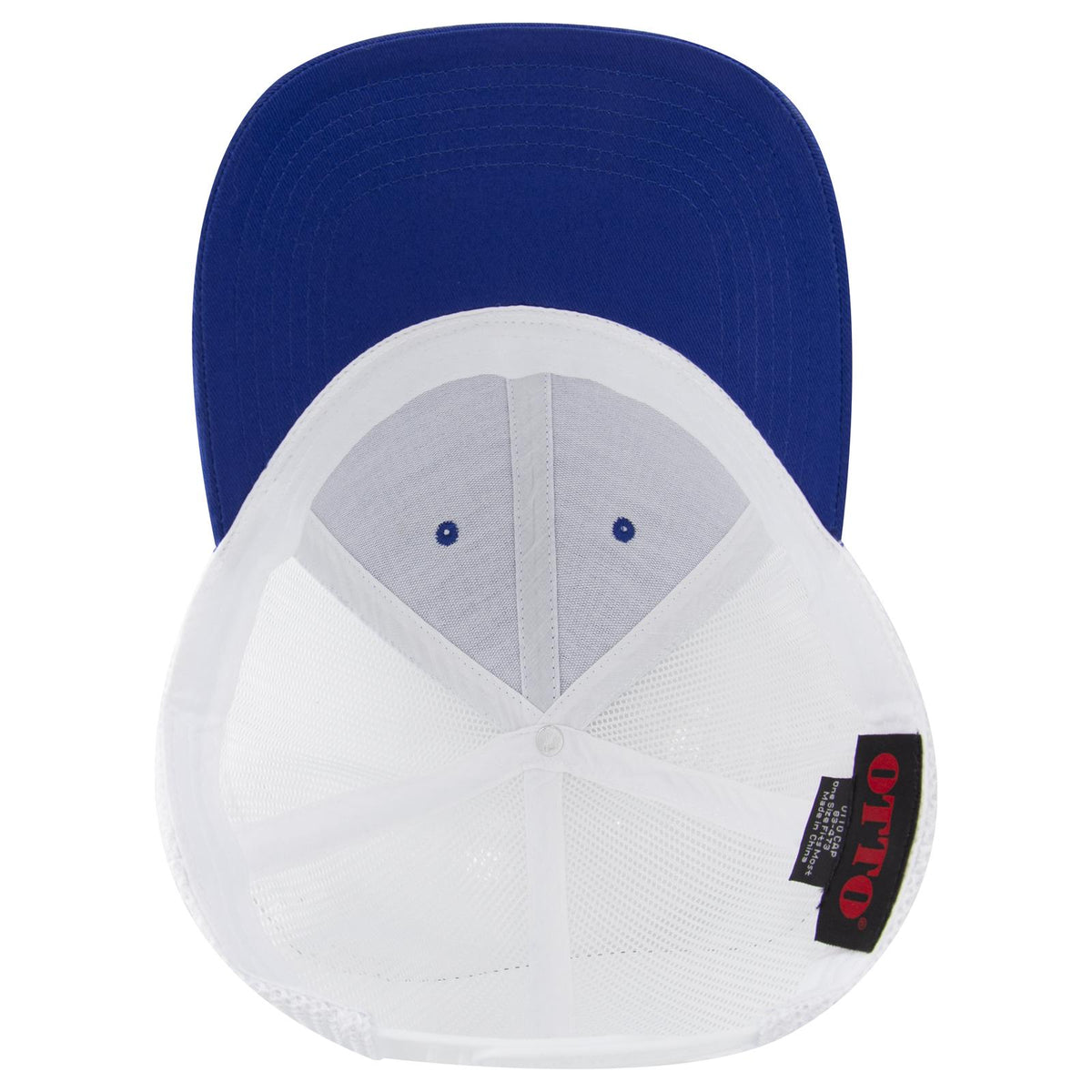 Inside View of 010116 - Ryl/Ryl/Wht OTTO CAP 6 Panel Low Profile Mesh Back Trucker Hat