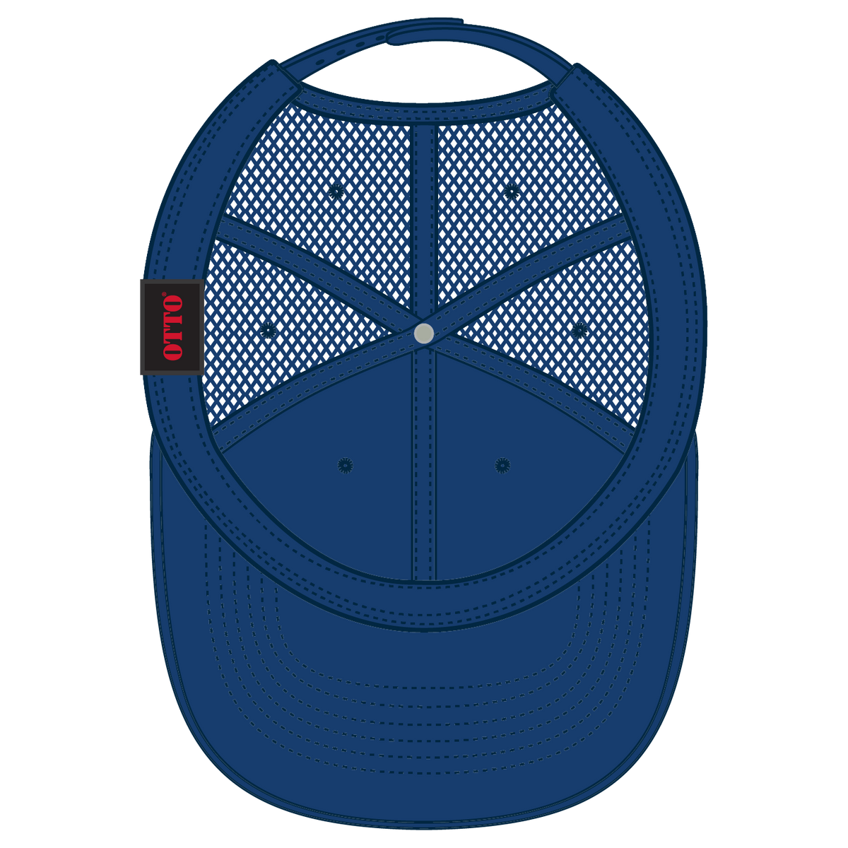 Inside View of 010116 - Ryl/Ryl/Wht OTTO CAP 6 Panel Low Profile Mesh Back Trucker Hat