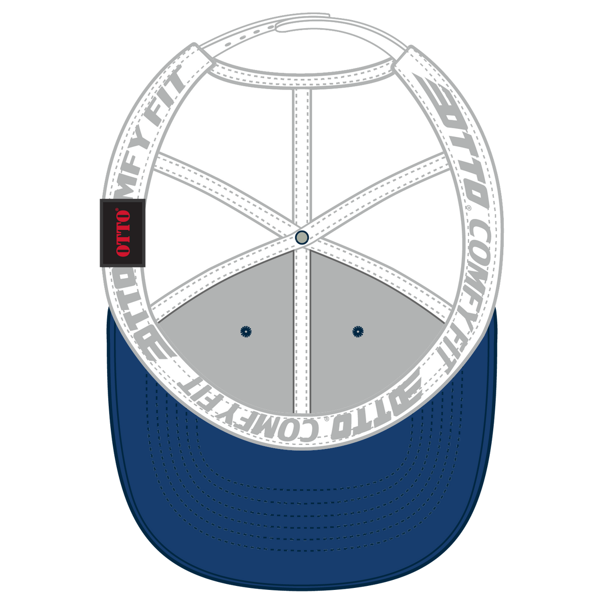Inside View of 010116 - Ryl/Ryl/Wht OTTO CAP "OTTO COMFY FIT" 6 Panel Low Profile Mesh Back Trucker Hat