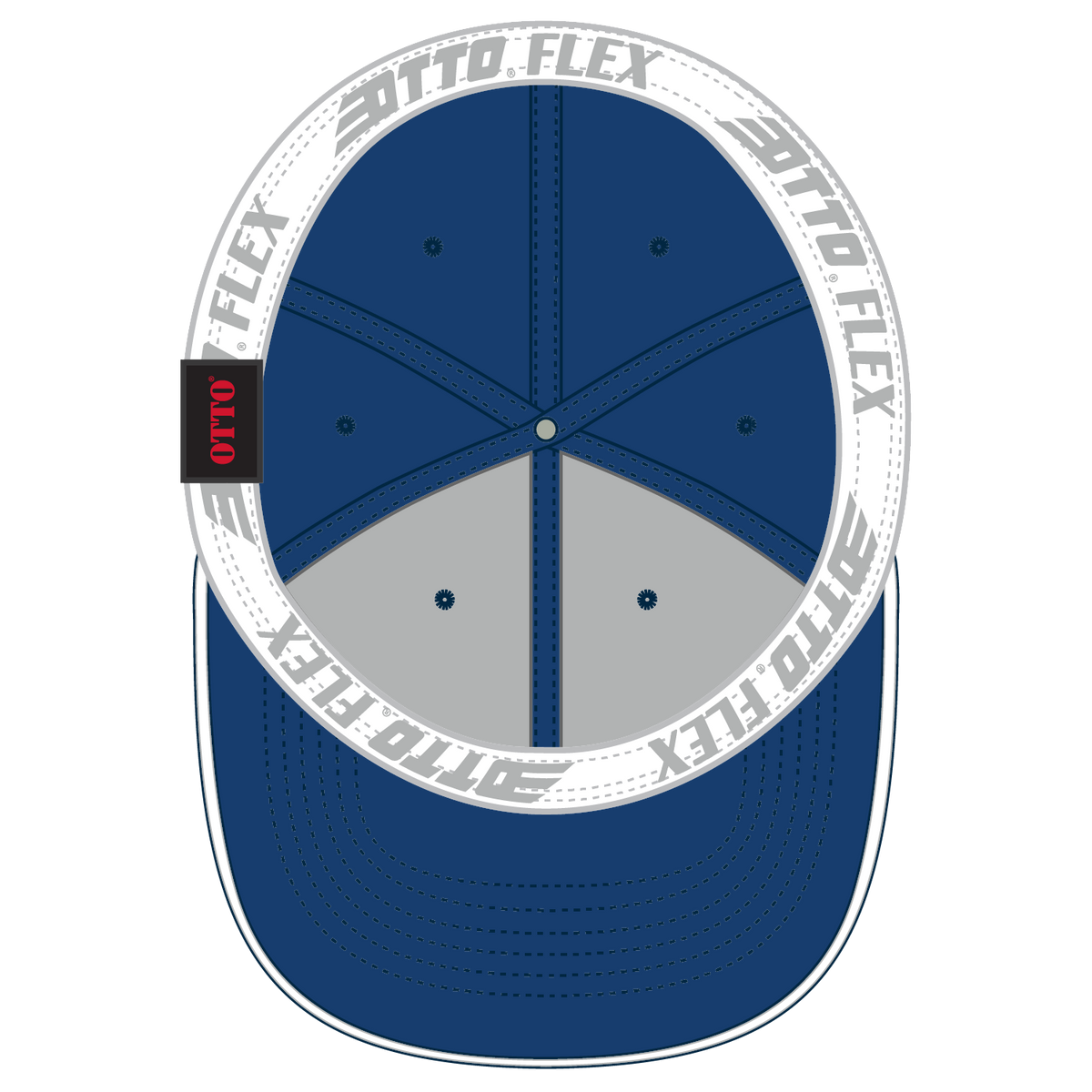 Inside View of 010116 - Ryl/Ryl/Wht OTTO CAP "OTTO FLEX" Fitted 6 Panel Low Profile Baseball Cap