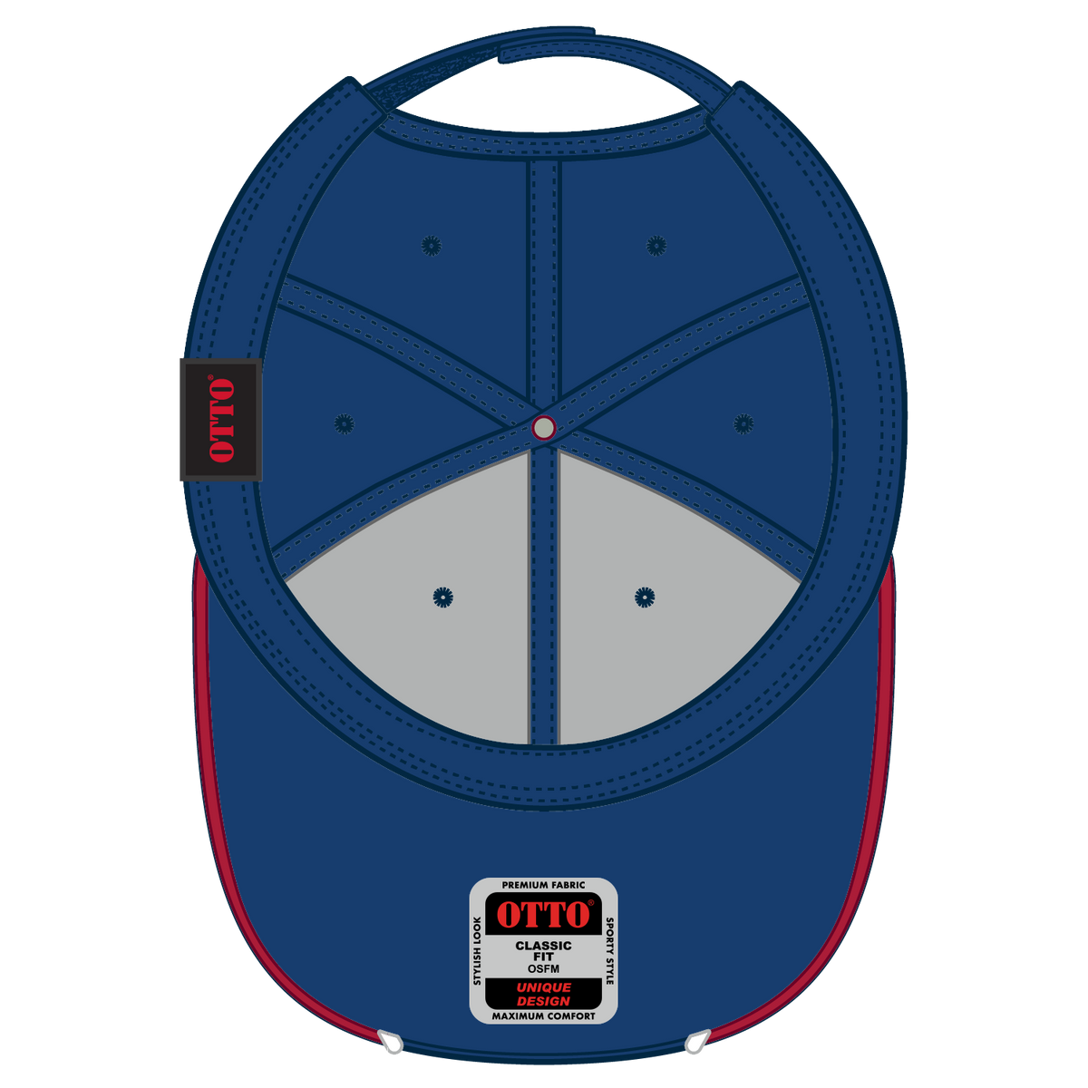 Inside View of 010216 - Ryl/Red/Wht OTTO CAP 6 Panel Low Profile Baseball Cap