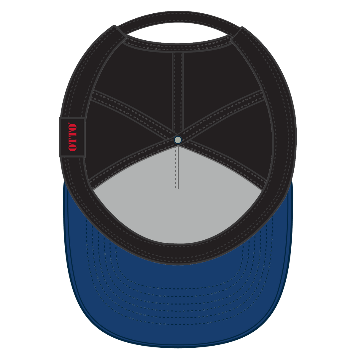 Inside View of 0103 - Royal/Black OTTO CAP 5 Panel High Crown Baseball Cap
