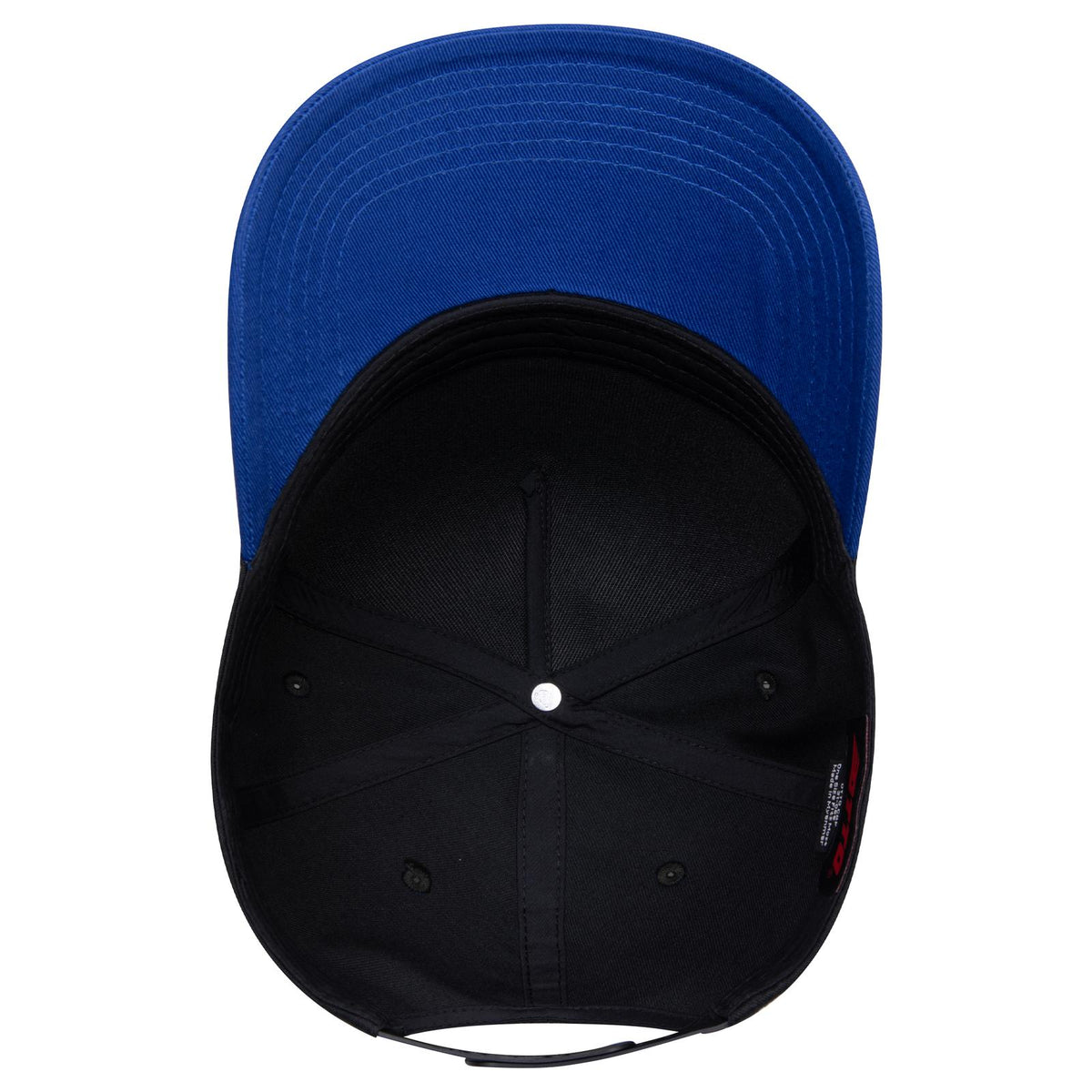 Inside View of 0103 - Royal/Black OTTO CAP 5 Panel Mid Profile Baseball Cap