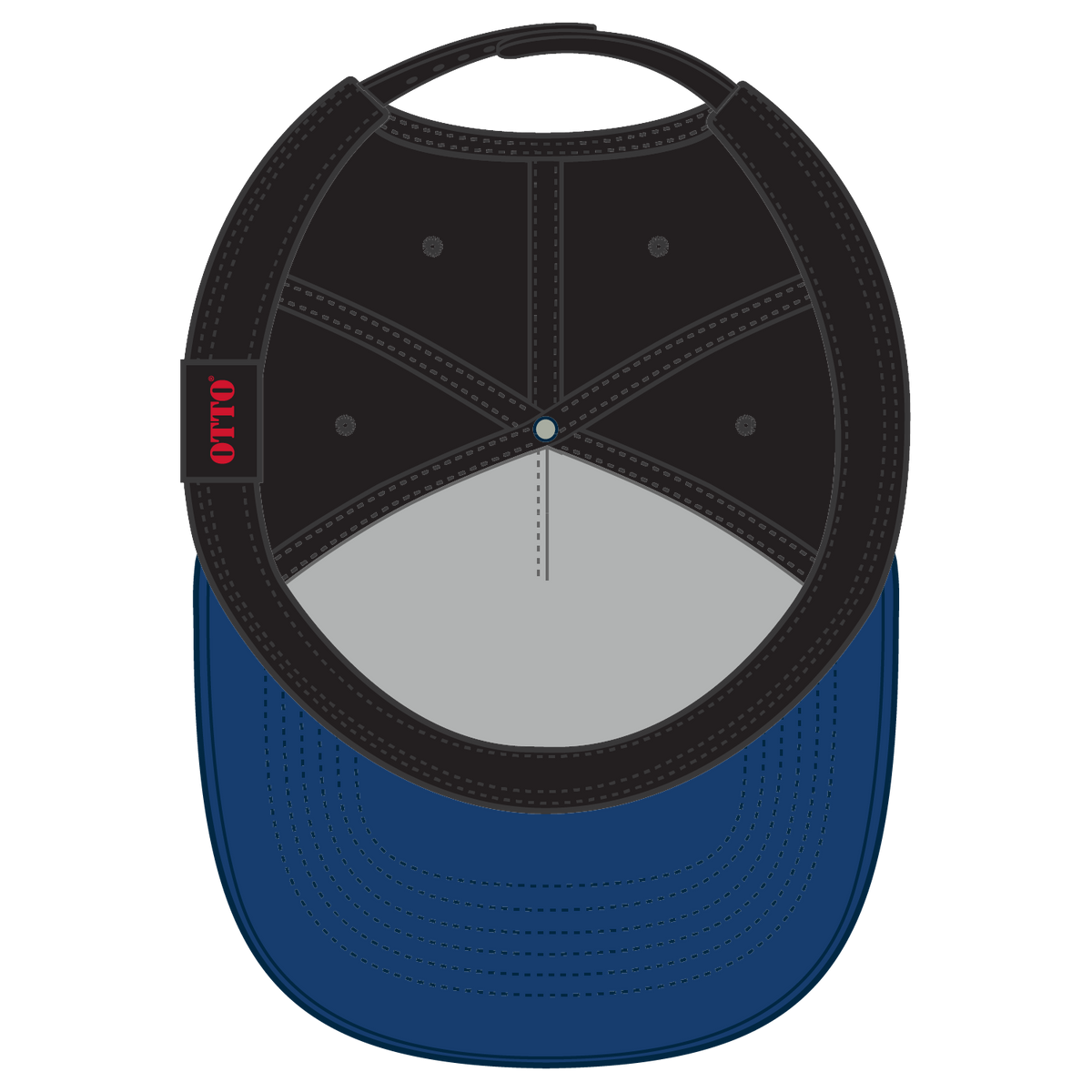 Inside View of 0103 - Royal/Black OTTO CAP 5 Panel Mid Profile Baseball Cap