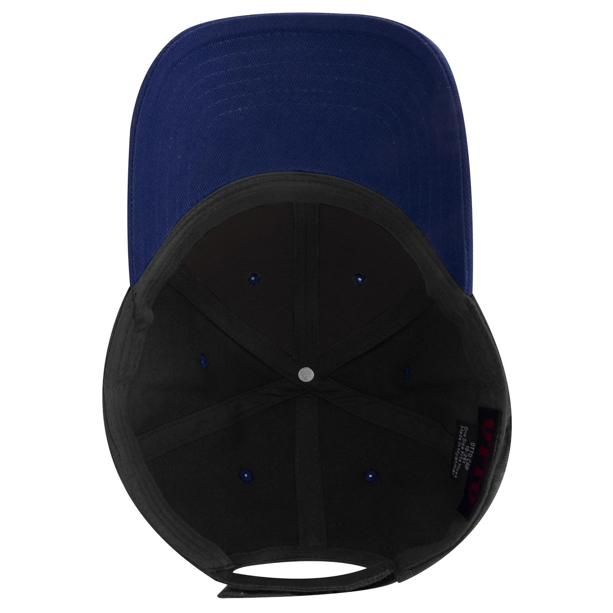 Inside View of 0103 - Royal/Black OTTO CAP 6 Panel Low Profile Baseball Cap