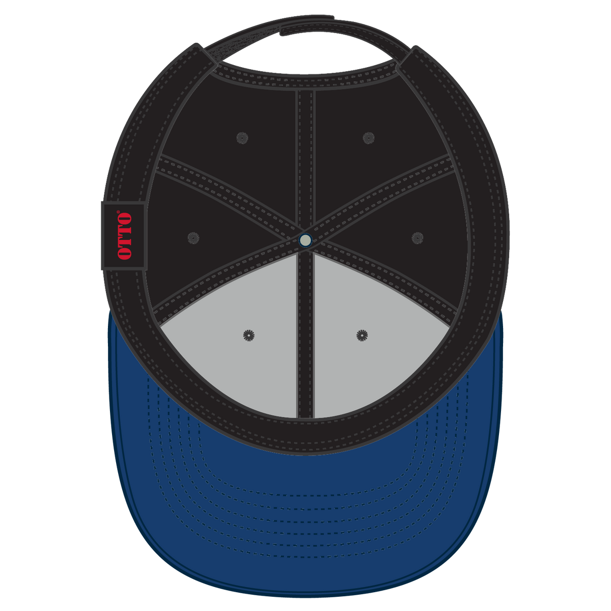Inside View of 0103 - Royal/Black OTTO CAP 6 Panel Low Profile Baseball Cap