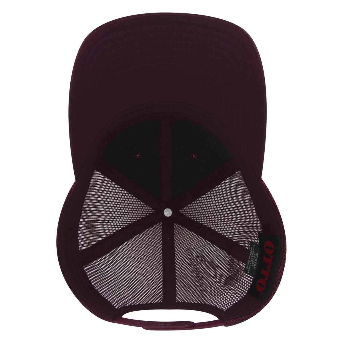 Inside View of 010A - Maroon OTTO CAP 6 Panel Low Profile Mesh Back Trucker Hat
