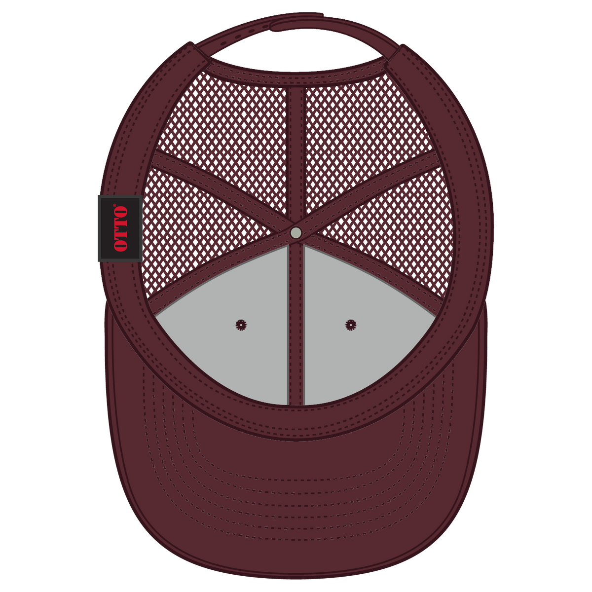 Inside View of 010A - Maroon OTTO CAP 6 Panel Low Profile Mesh Back Trucker Hat