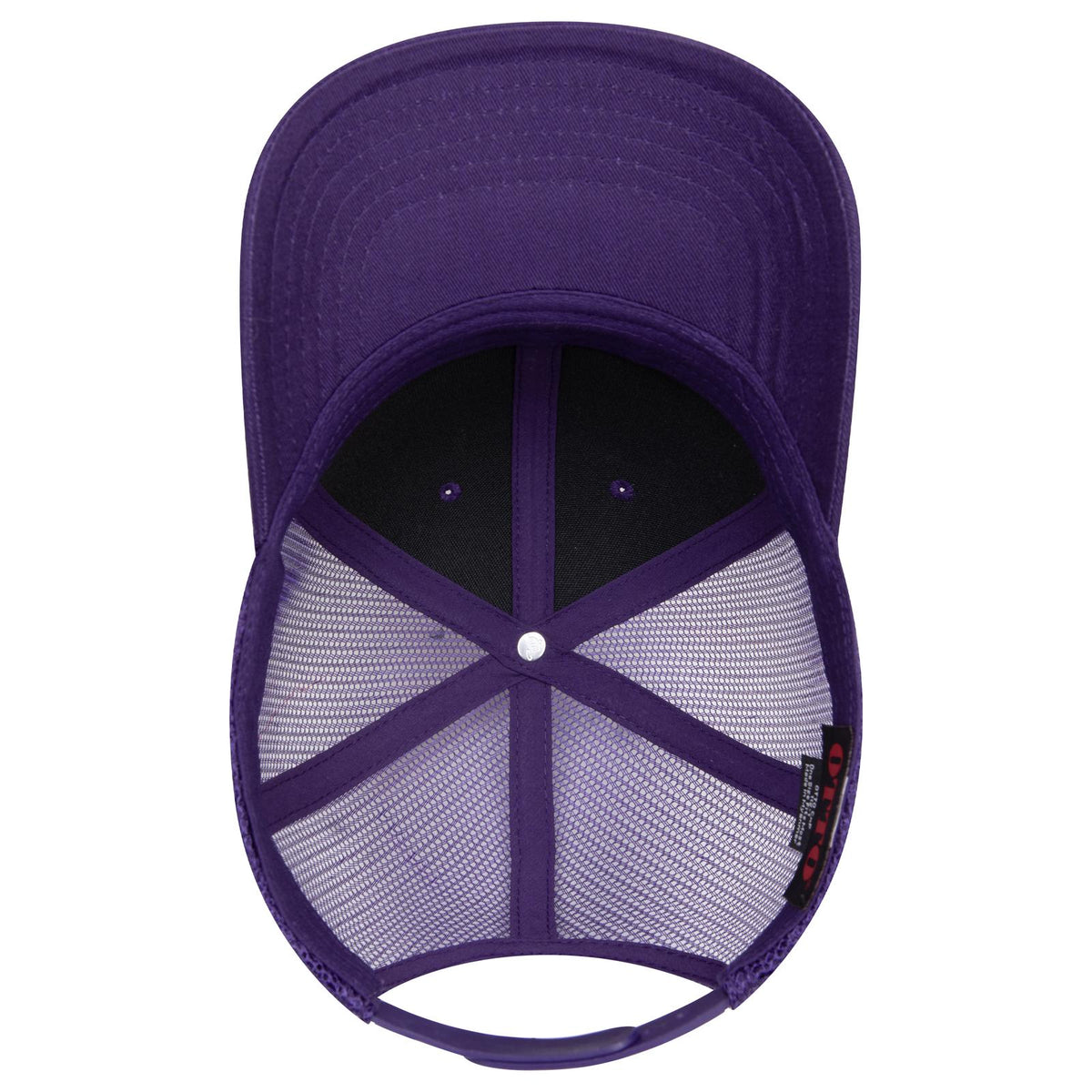 Inside View of 011 - Purple OTTO CAP 6 Panel Mid Profile Mesh Back Trucker Hat