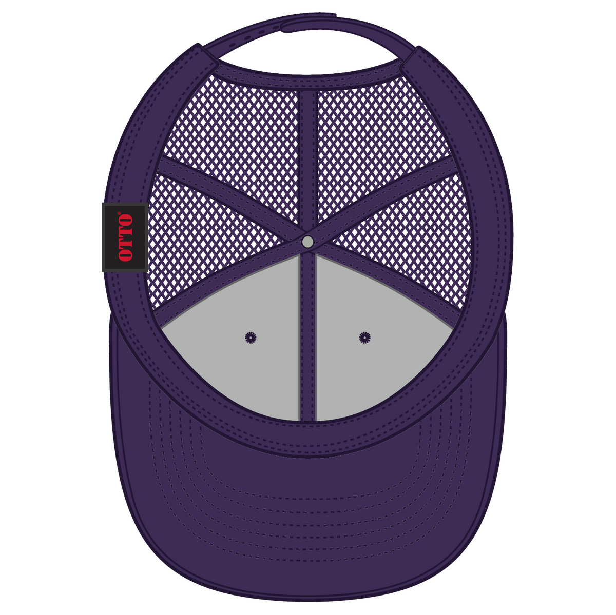 Inside View of 011 - Purple OTTO CAP 6 Panel Mid Profile Mesh Back Trucker Hat