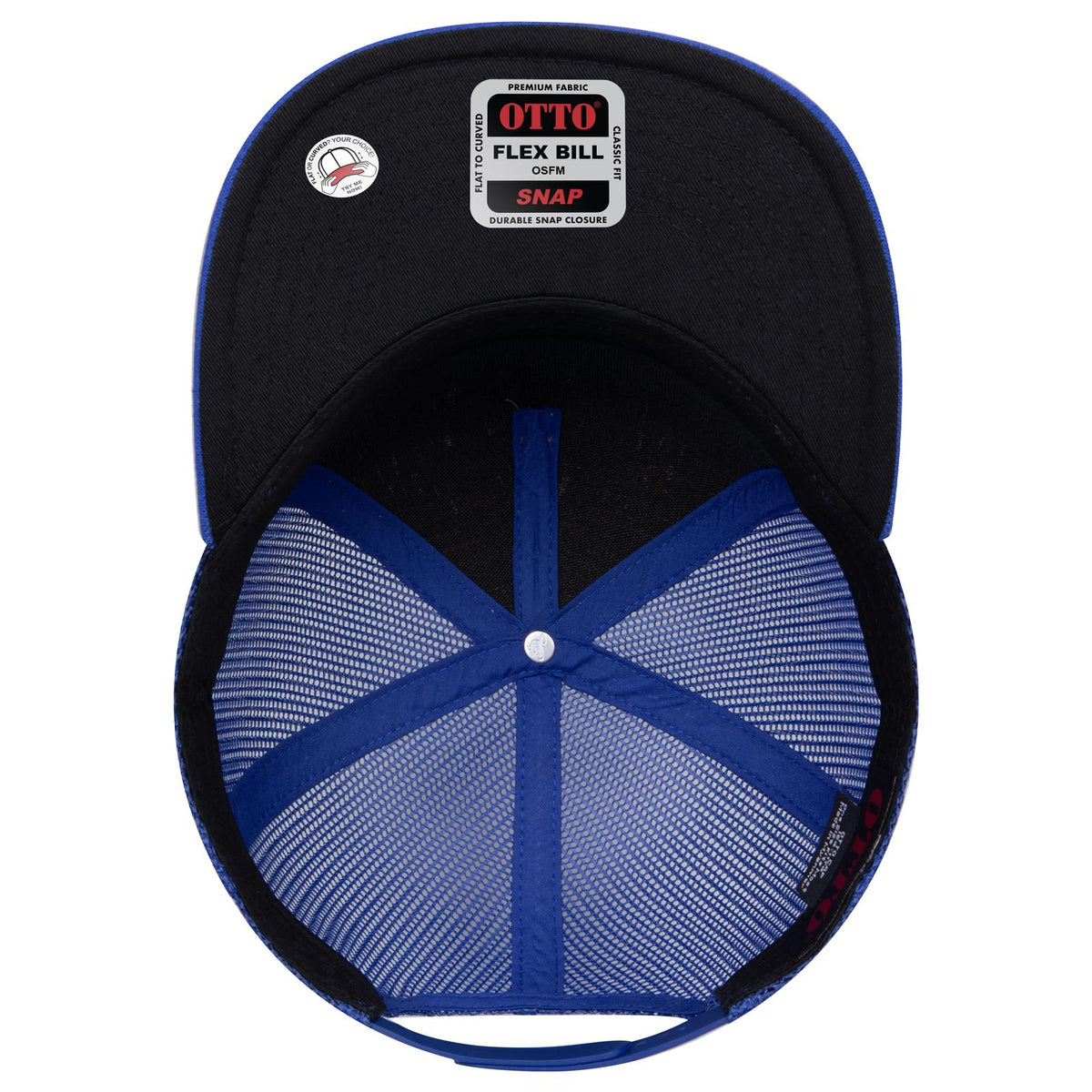 Inside View of 0111201B - Ryl/Crk/Ryl OTTO CAP "OTTO SNAP" 5 Panel Pro Style Mesh Back Trucker Snapback Hat