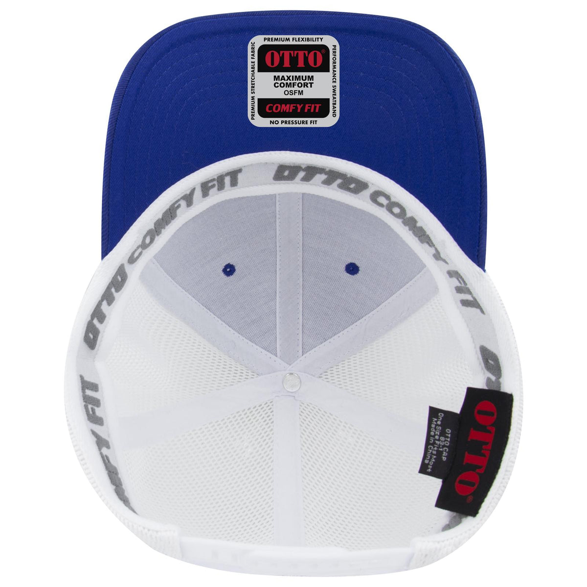 Inside View of 0116 - Ryl/Wht OTTO CAP "OTTO COMFY FIT" 6 Panel Low Profile Mesh Back Trucker Hat