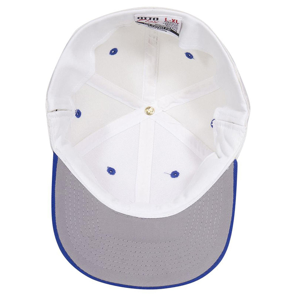 Inside View of 0116 - Ryl/Wht OTTO CAP "OTTO FLEX" Fitted 6 Panel Low Profile Baseball Cap