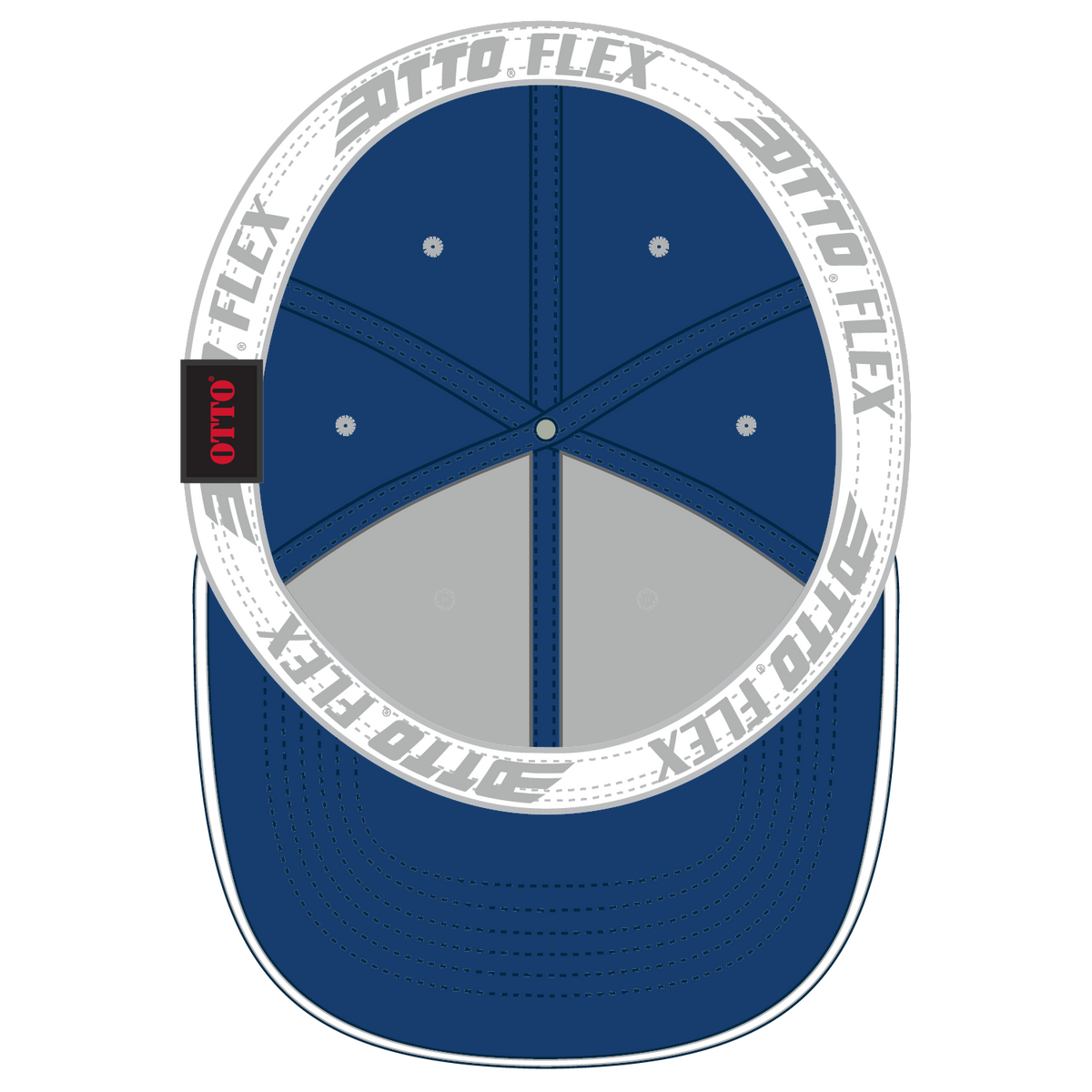 Inside View of 0116 - Ryl/Wht OTTO CAP "OTTO FLEX" Fitted 6 Panel Low Profile Baseball Cap