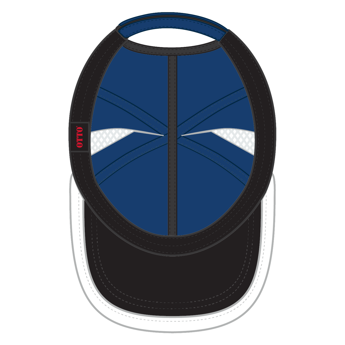 Inside View of 0116 - Ryl/Wht OTTO CAP UPF 50+ 6 Panel Running Hat