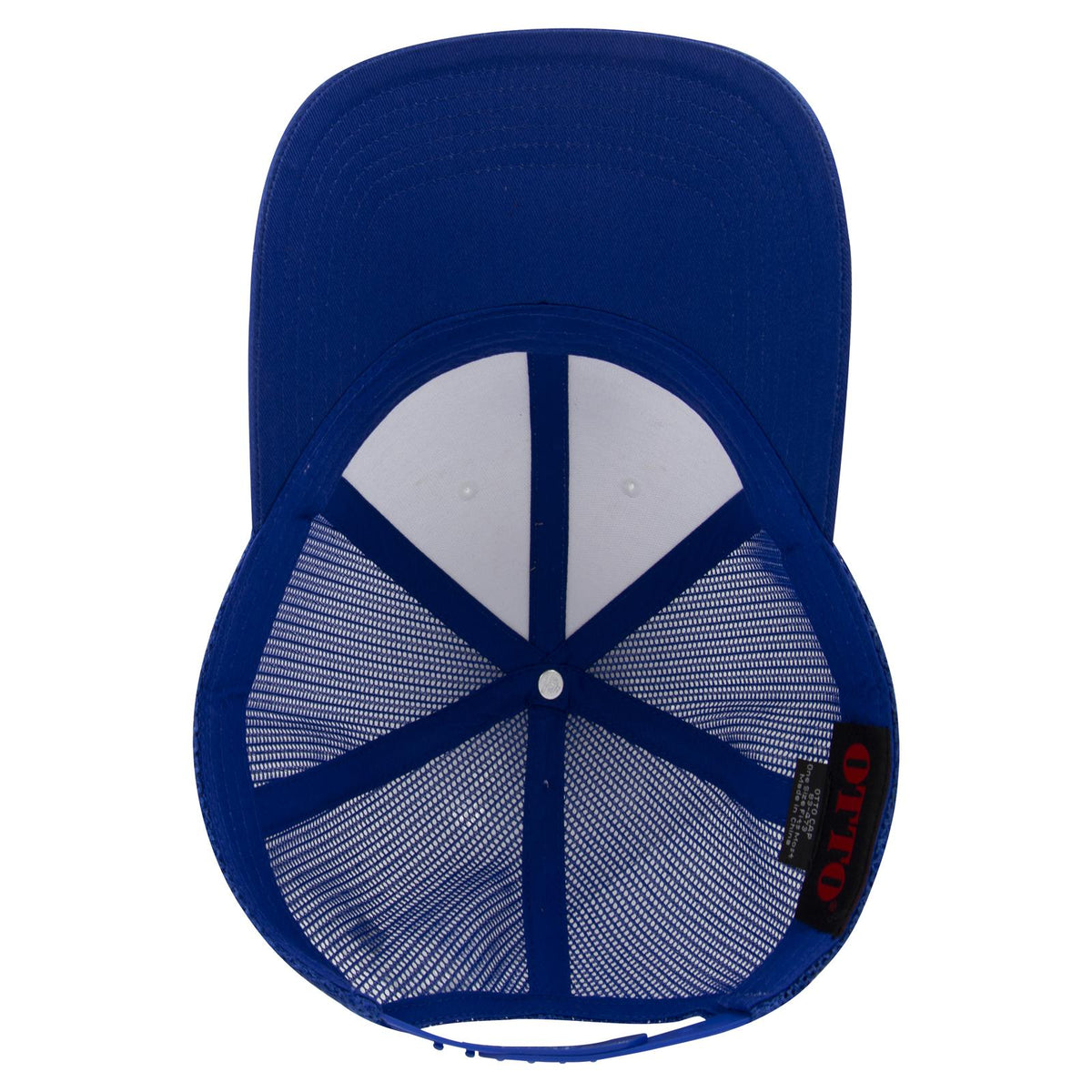 Inside View of 011601 - Ryl/Wht/Ryl OTTO CAP 6 Panel Low Profile Mesh Back Trucker Hat