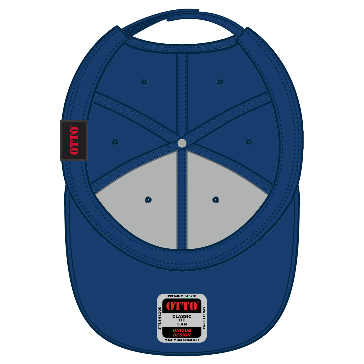 Inside View of 011616D - Ryl/Wht/Wht OTTO CAP 6 Panel Low Profile Baseball Cap