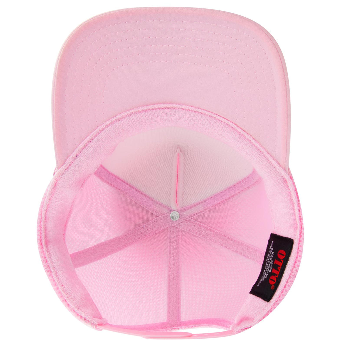 Inside View of 012 - Soft Pink OTTO CAP 5 Panel High Crown Air Mesh Back Trucker Hat