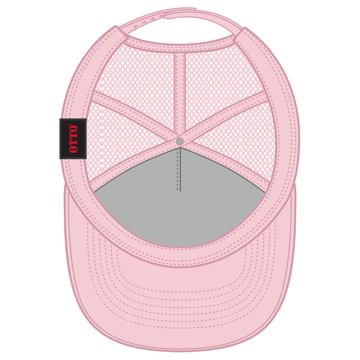 Inside View of 012 - Soft Pink OTTO CAP 5 Panel High Crown Air Mesh Back Trucker Hat