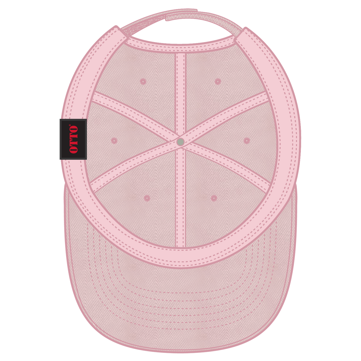 Inside View of 012 - Soft Pink OTTO CAP 6 Panel Low Profile Dad Hat
