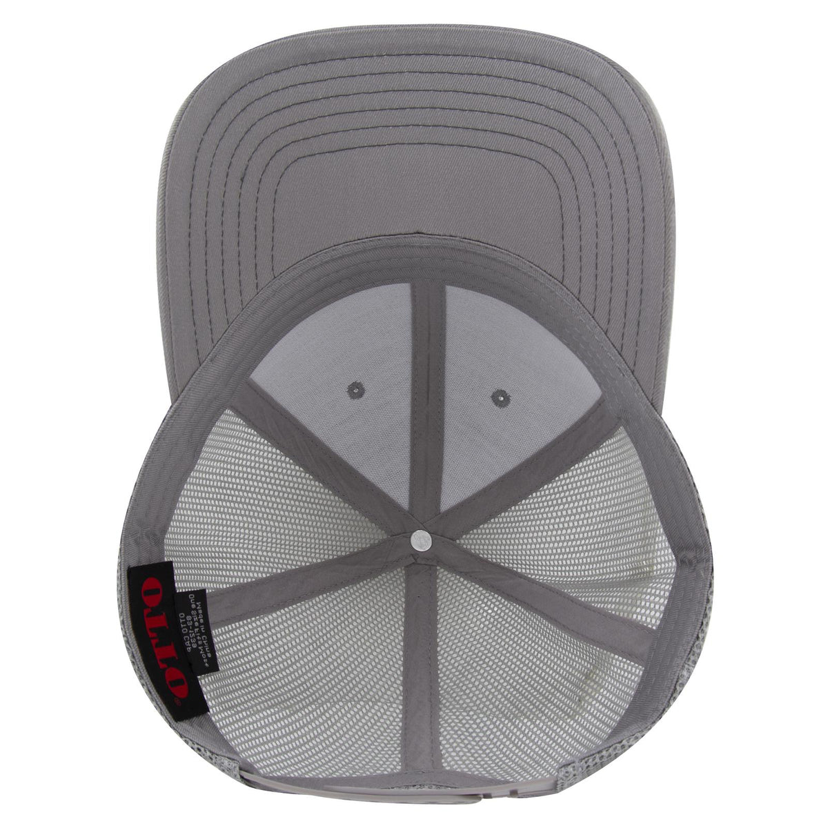 Inside View of 014 - Gray OTTO CAP 6 Panel Low Profile Mesh Back Trucker Hat