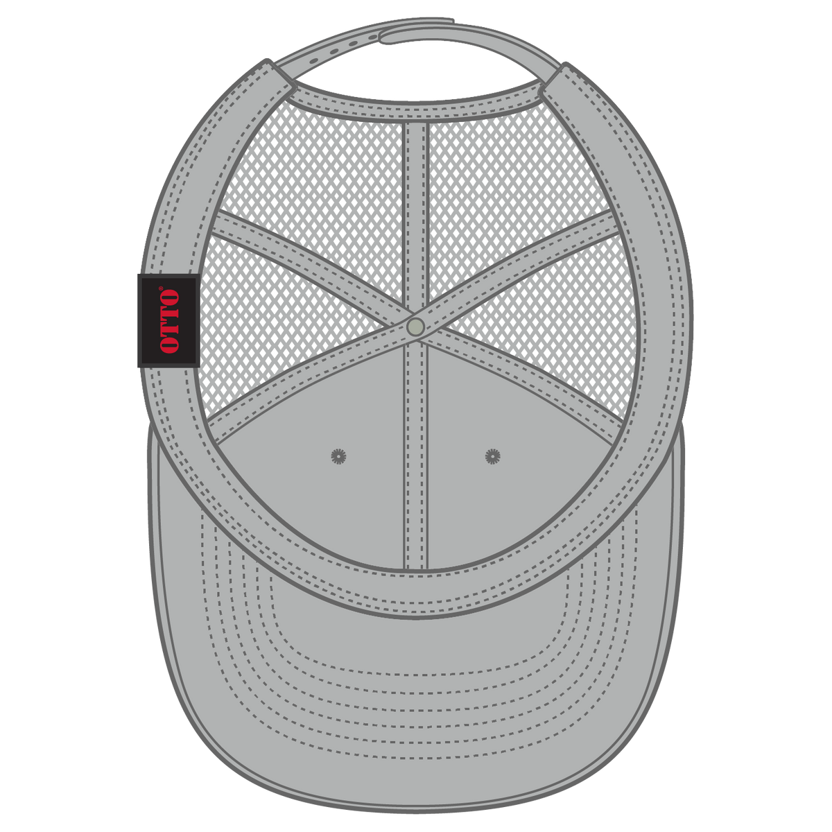 Inside View of 014 - Gray OTTO CAP 6 Panel Mid Profile Mesh Back Trucker Hat