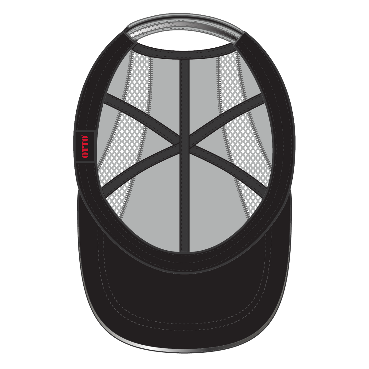 Inside View of 014 - Gray OTTO CAP Reflective 6 Panel Running Cap